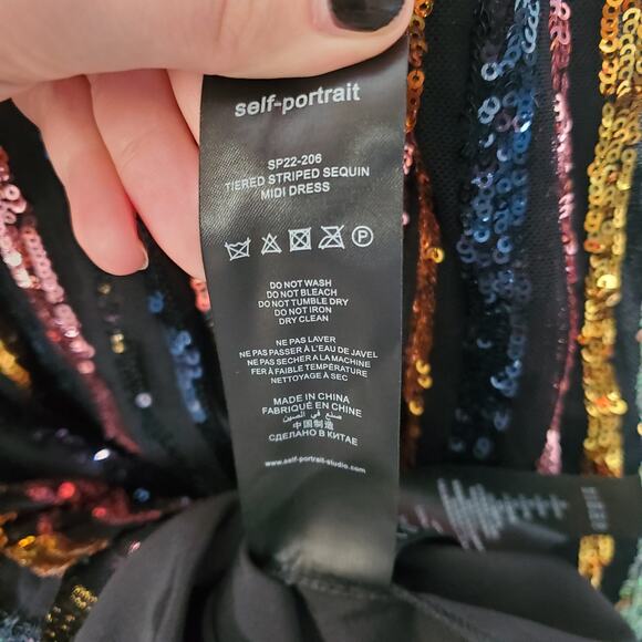 Self-Portrait Striped Sequin Midi Dress - Picture 12 of 14